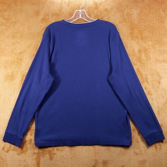 CLUB ROOM Shirt Mens XL Blue Pullover Crew Waffle Knit Thermal Long Sleeve - Picture 3 of 6